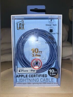 Apple Certified Lightning Charging Braided Cable Wire 10 Ft. Long BRAND NEW